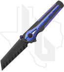 Kizer Staff KI3795A1 - Titanium, Blue & Purple Crystallized Titanium Inlays, Acid Washed Damascus