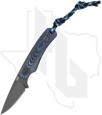 KNAFS Little Lulu KNAFS-00758 - Blue Denim Micarta, Tungsten Cerakote, JRE Black Leather Sheath, HOB Exclusive
