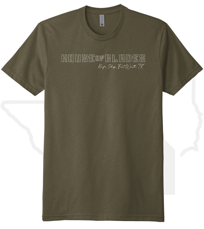 House of Blades T-Shirt "Knife Shop" Circle Design - Olive Green