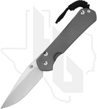 Chris Reeve Knives Large Sebenza 31 L31-1000-004 - Stonewashed Drop Point, Sandblasted Titanium, Silver Hardware