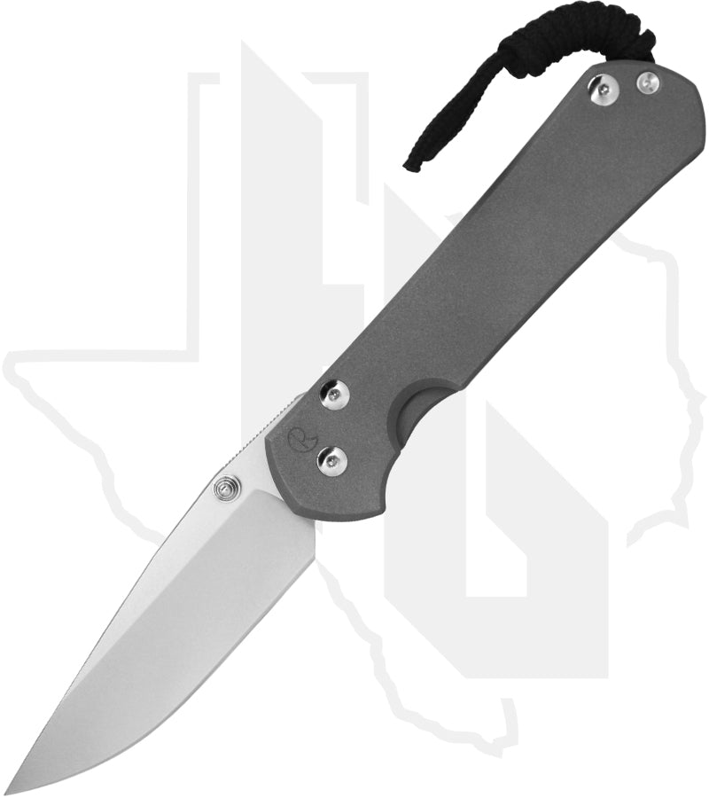 Chris Reeve Knives Large Sebenza 31 L31-1000-004 - Stonewashed Drop Point, Sandblasted Titanium, Silver Hardware