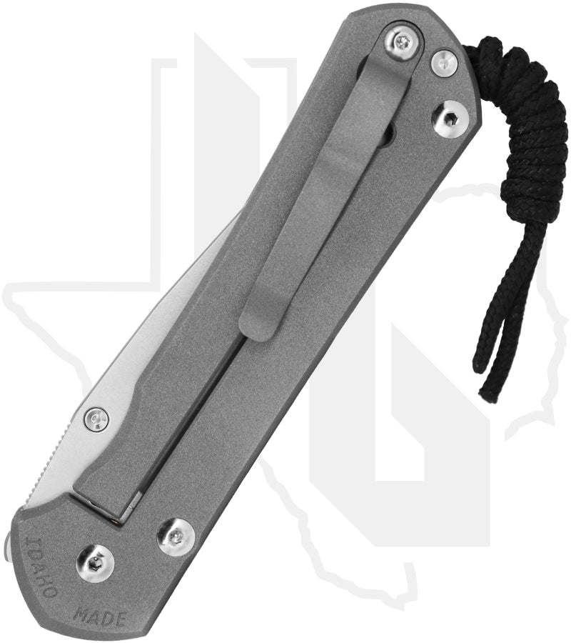 Chris Reeve Knives Large Sebenza 31 L31-1000-004 - Stonewashed Drop Point, Sandblasted Titanium, Silver Hardware