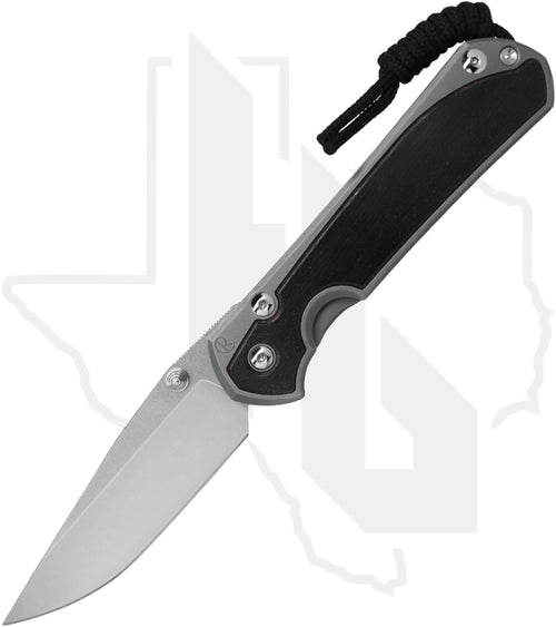 Chris Reeve Knives Large Sebenza 31 L31-1100-002 - Stonewashed Drop Point, Glass Blasted Titanium, Bog Oak Inlay, Silver Hardware