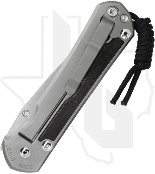 Chris Reeve Knives Large Sebenza 31 L31-1100-002 - Stonewashed Drop Point, Glass Blasted Titanium, Bog Oak Inlay, Silver Hardware