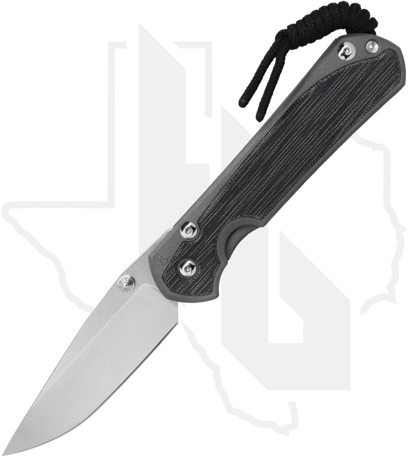 Chris Reeve Knives Large Sebenza 31 L31-1200 - Stonewashed Drop Point, Sandblasted Titanium, Black Micarta Inlay, Silver Hardware