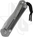 Chris Reeve Knives Large Sebenza 31 L31-1200 - Stonewashed Drop Point, Sandblasted Titanium, Black Canvas Micarta Inlay, Silver Hardware