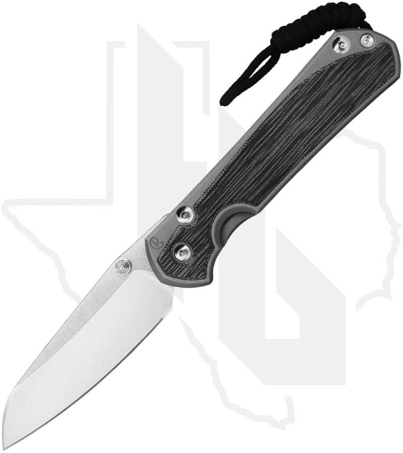 Chris Reeve Knives Large Sebenza 31 L31-1224 - Stonewashed Insingo, Glass Blasted Titanium, Black Canvas Micarta Inlays, Silver Hardware