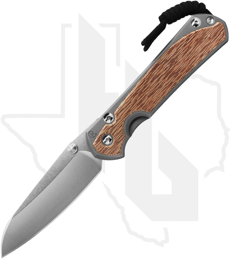 Chris Reeve Knives Large Sebenza 31 L31-1226 - Stonewashed Insingo, Glass Blasted Titanium, Natural Canvas Micarta Inlays, Silver Hardware