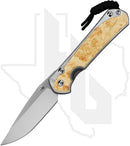 Chris Reeve Knives Large Sebenza L31-1628-002 - Polished Drop Point, Polished/Glass Blasted Titanium, Box Elder Inlay, Silver Hardware