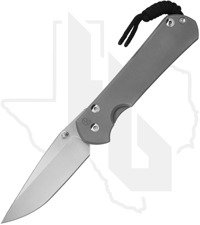 Chris Reeve Knives Large Sebenza 31 L31-1644-004 - Stonewashed Drop Point, Glass Blasted Titanium, Silver Hardware