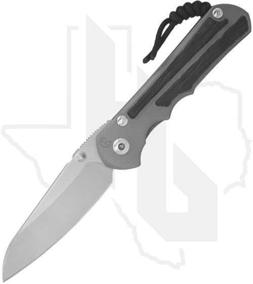 Chris Reeve Knives Large Inkosi LIN-1028 - Stonewashed Insingo, Sandblasted Titanium, Black Micarta Inlay, Silver Hardware