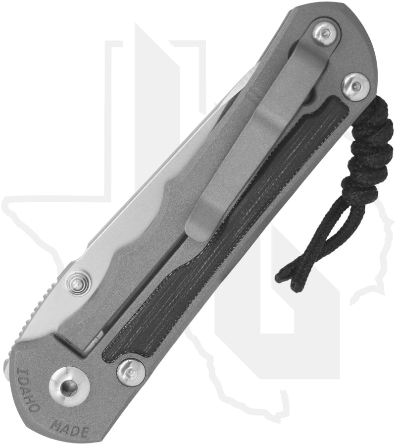 Chris Reeve Knives Large Inkosi LIN-1028 - Stonewashed Insingo, Sandblasted Titanium, Black Micarta Inlay, Silver Hardware