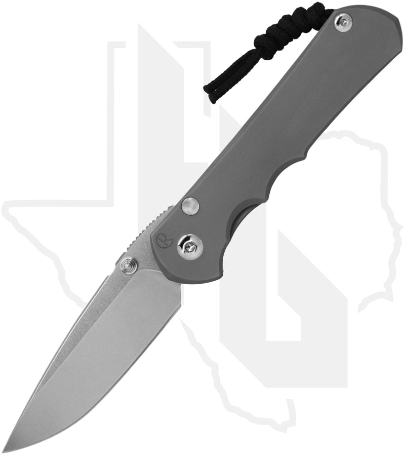 Chris Reeve Knives Large Inkosi LIN-1108-006-SLV - Stonewashed Drop Point, Glass Blasted Titanium, Silver Hardware
