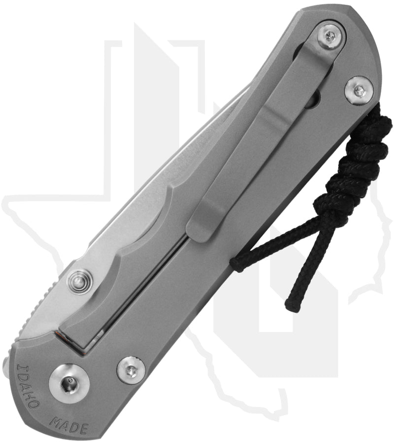 Chris Reeve Knives Large Inkosi LIN-1108-006-SLV - Stonewashed Drop Point, Glass Blasted Titanium, Silver Hardware