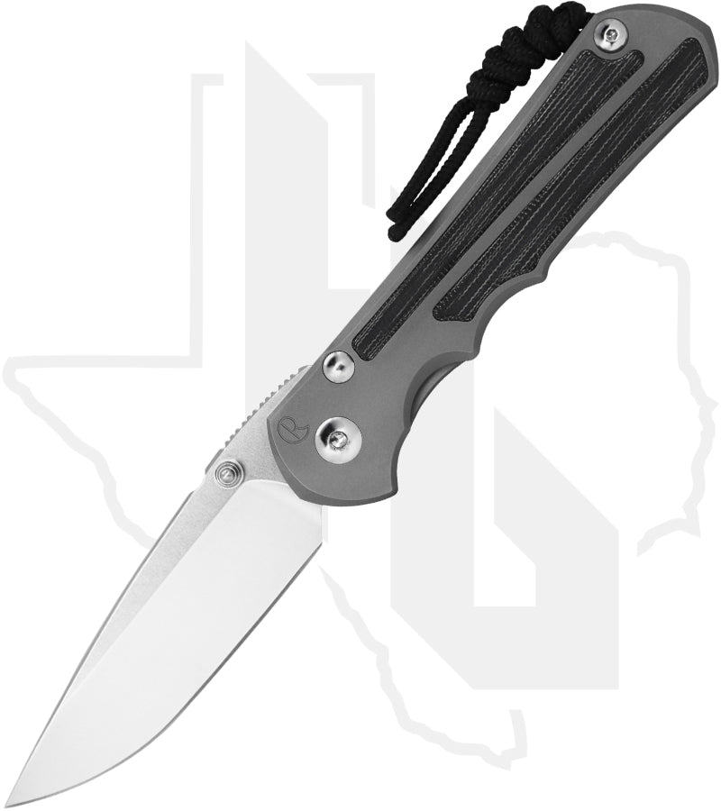 Chris Reeve Knives Large Inkosi LIN-1116 - Stonewashed Drop Point, Glass Blasted Titanium, Black Canvas Micarta Inlay, Silver Hardware