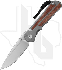Chris Reeve Knives Large Inkosi LIN-1118-006 - Stonewashed Drop Point, Glass Blasted Titanium, Natural Canvas Micarta Inlay, Silver Hardware