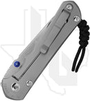 Chris Reeve Knives Large Inkosi LIN-1122 - Stonewashed Insingo, Glass Blasted Titanium, Blue Hardware