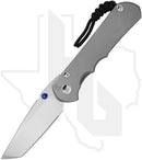 Chris Reeve Knives Large Inkosi LIN-1130 - Stonewashed Tanto, Glass Blasted Titanium, Blue Hardware