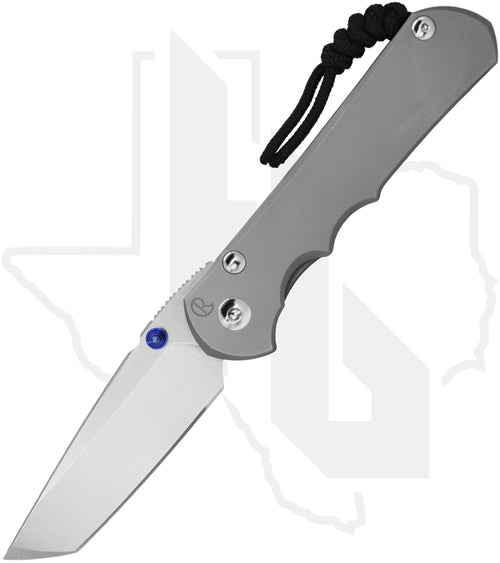 Chris Reeve Knives Large Inkosi LIN-1130 - Stonewashed Tanto, Glass Blasted Titanium, Blue Hardware
