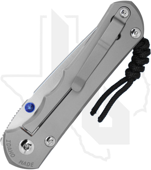 Chris Reeve Knives Large Inkosi LIN-1130 - Stonewashed Tanto, Glass Blasted Titanium, Blue Hardware