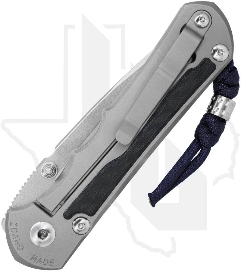 Chris Reeve Knives Large Inkosi LIN-1140 - Stonewashed Drop Point Swedge, Glass Blasted Titanium, Blue Denim Micarta Inlay, Silver Hardware, HOB Exclusive