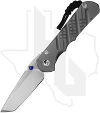 Chris Reeve Knives Large Inkosi LIN-1156-064 - Stonewashed Tanto,  Glass Blasted Titanium, Crosshatch, Blue Hardware