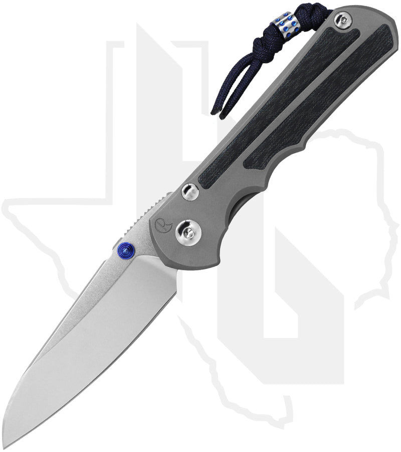 Chris Reeve Knives Large Inkosi LIN-1610 - Stonewashed Insingo, Glass Blasted Titanium, Blue Denim Micarta Inlay, Blue Hardware, HOB Exclusive