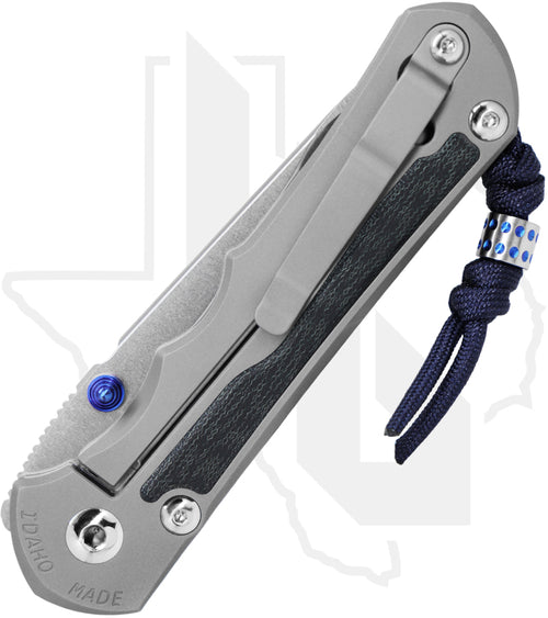 Chris Reeve Knives Large Inkosi LIN-1610 - Stonewashed Insingo, Glass Blasted Titanium, Blue Denim Micarta Inlay, Blue Hardware, HOB Exclusive