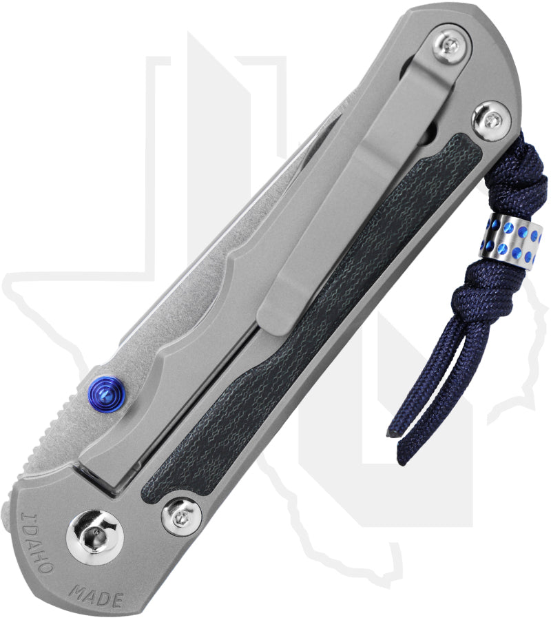 Chris Reeve Knives Large Inkosi LIN-1610 - Stonewashed Insingo, Glass Blasted Titanium, Blue Denim Micarta Inlay, Blue Hardware, HOB Exclusive
