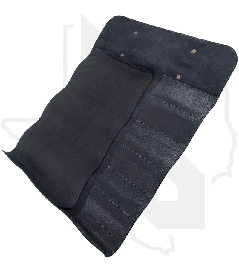 Messermeister 7 Pocket Vintage Leather Knife Roll LRB-7B - Black
