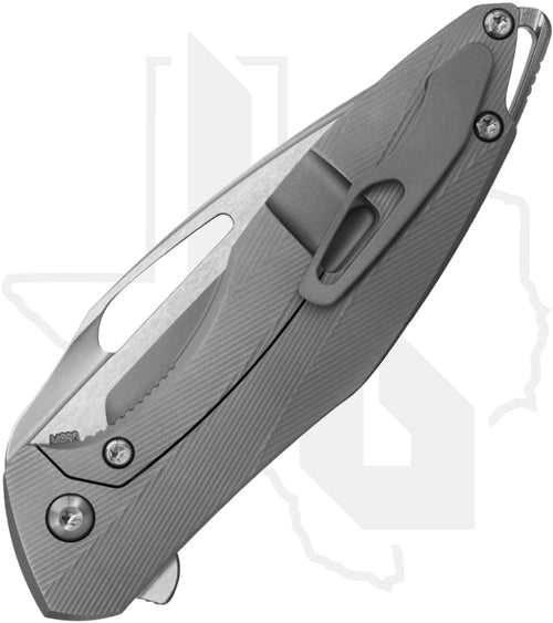 Koenig Knives Mini Arius - Standard Pattern Titanium, Burnished w/ Polished Flats, Silver Hardware & Spacer
