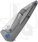 Koenig Knives Mini Goblin - Smooth Titanium, Burnished w/ Polished Flats, Blue Hardware & Spacer