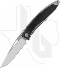 Chris Reeve Knives Mnandi MNA-1000 - Polished Drop Point, Polished/Glass Blasted Titanium, Bog Oak Inlay
