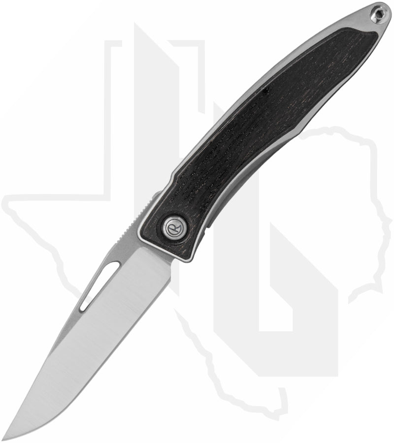 Chris Reeve Knives Mnandi MNA-1000 - Polished Clip Point, Polished/Glass Blasted Titanium, Bog Oak Inlay