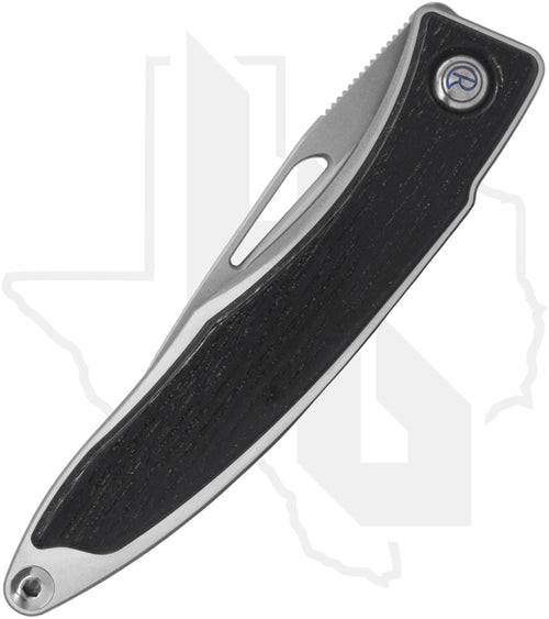 Chris Reeve Knives Mnandi MNA-1000 - Polished Drop Point, Polished/Glass Blasted Titanium, Bog Oak Inlay