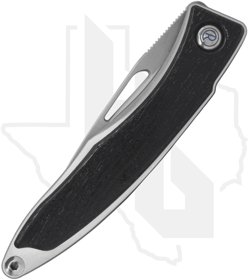 Chris Reeve Knives Mnandi MNA-1000 - Polished Clip Point, Polished/Glass Blasted Titanium, Bog Oak Inlay