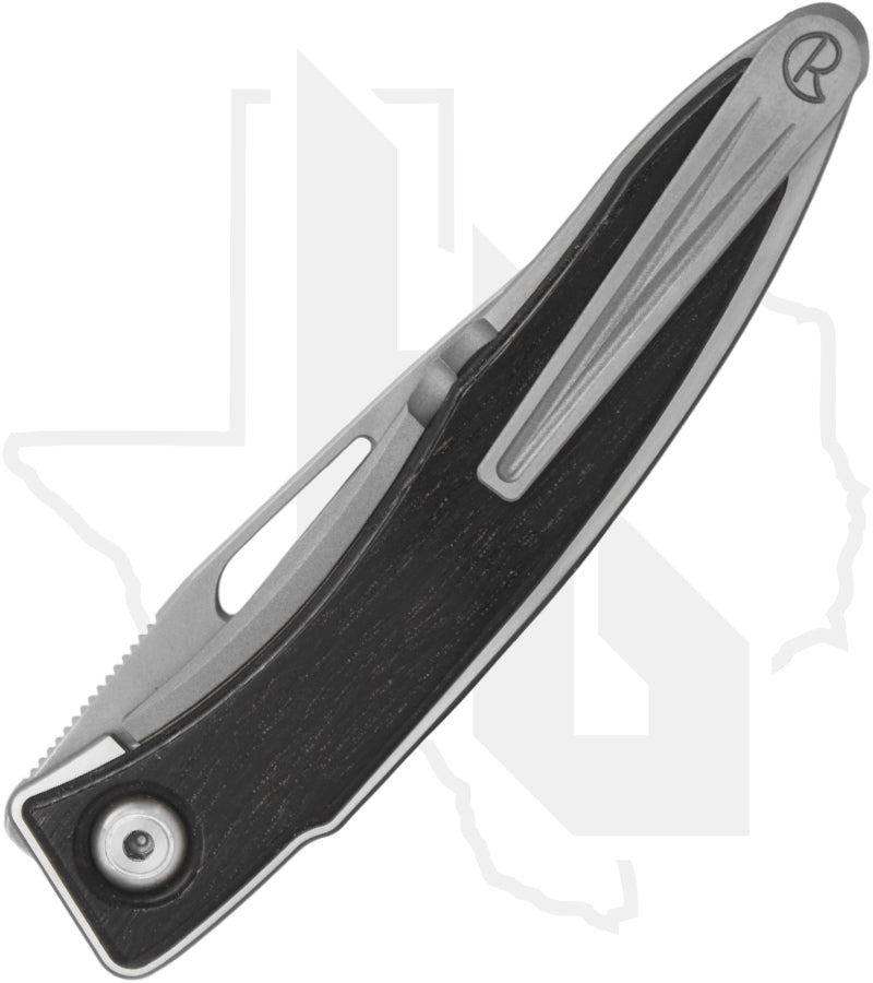 Chris Reeve Knives Mnandi MNA-1000 - Polished Drop Point, Polished/Glass Blasted Titanium, Bog Oak Inlay