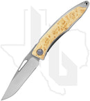 Chris Reeve Knives Mnandi MNA-1008 - Polished Clip Point, Polished/Glass Blasted Titanium, Box Elder Inlay