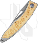 Chris Reeve Knives Mnandi MNA-1008 - Polished Clip Point, Polished/Glass Blasted Titanium, Box Elder Inlay