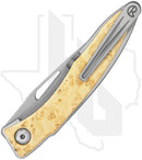 Chris Reeve Knives Mnandi MNA-1008 - Polished Clip Point, Polished/Glass Blasted Titanium, Box Elder Inlay