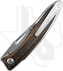 Chris Reeve Knives Mnandi MNA-1016 - Polished Clip Point, Polished/Glass Blasted Titanium, Macassar Ebony Inlay
