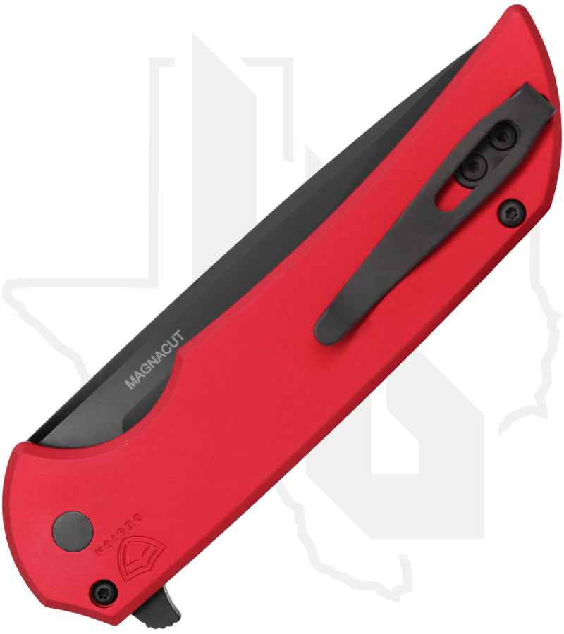 Pro-Tech Mordax MX103-LTD-RED - Red Aluminum, DLC, Black Lip Pearl Button