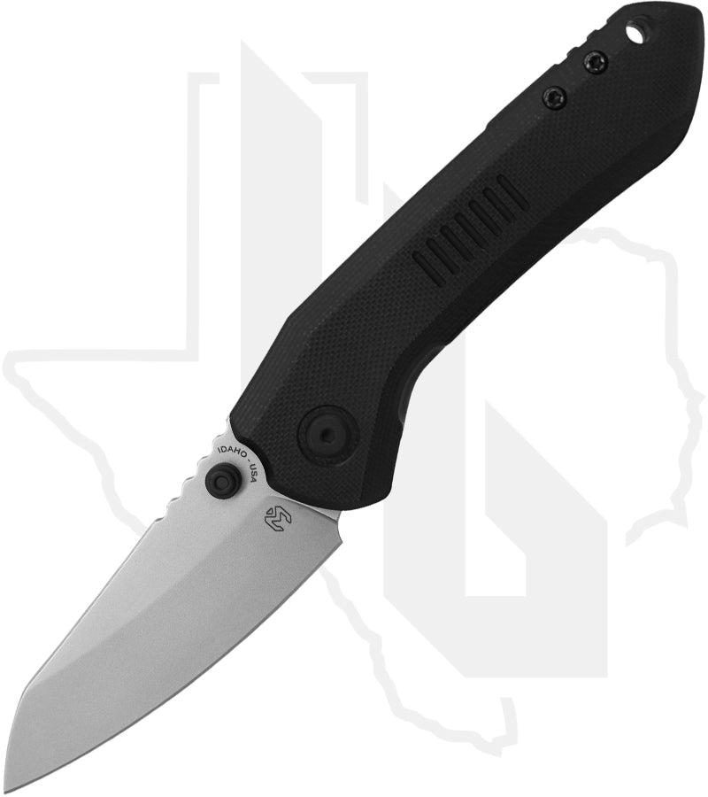 Millit Knives Overland - Black G-10, Stonewashed Titanium, Black Pivot Collar & Backspacer, Stonewashed