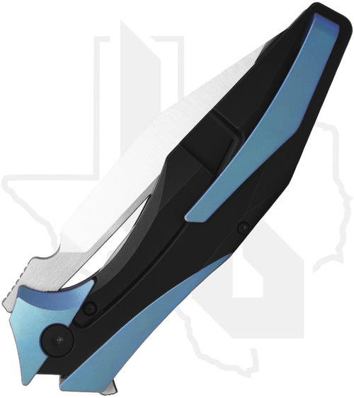Arcane Design The Plexus PLEX-BLU-SAT - Blue Anodized/Black PVD Titanium, Satin Japanese Tanto