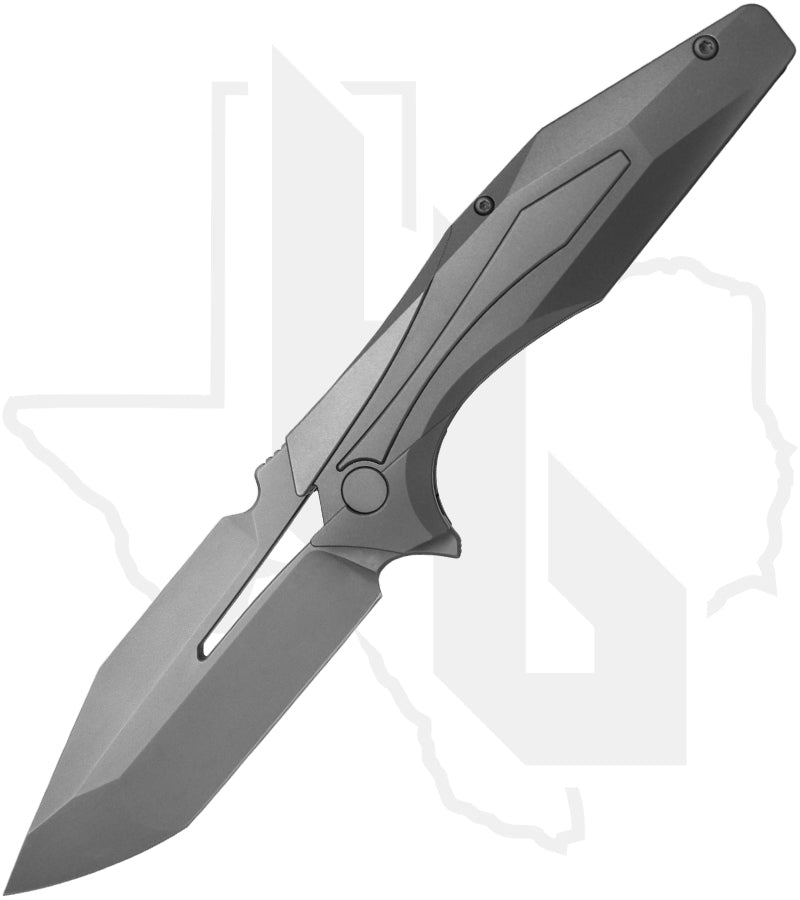 Arcane Design The Monochrome Plexus PLEX-MONO-STW - Bead-Blasted Titanium, Stonewashed Japanese Tanto