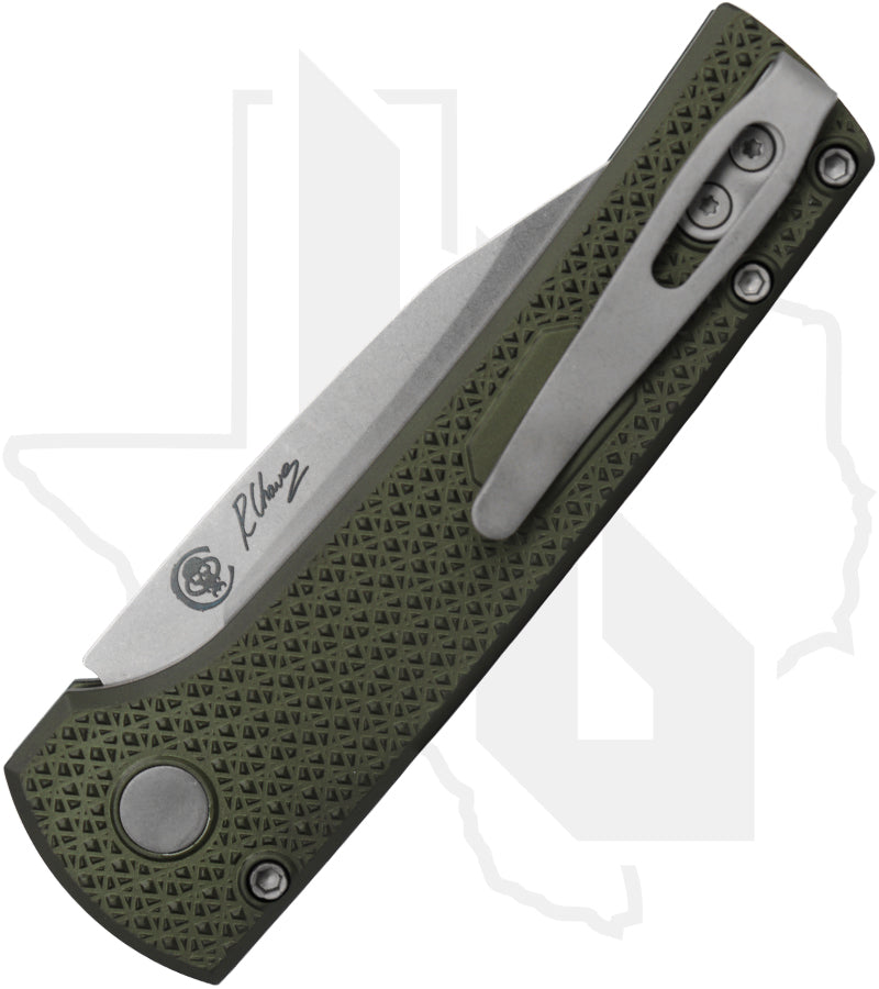 Pro-Tech Chaves Scapegoat Compact RCS1105-GREEN - Green Carbide Textured Aluminum, Stonewashed