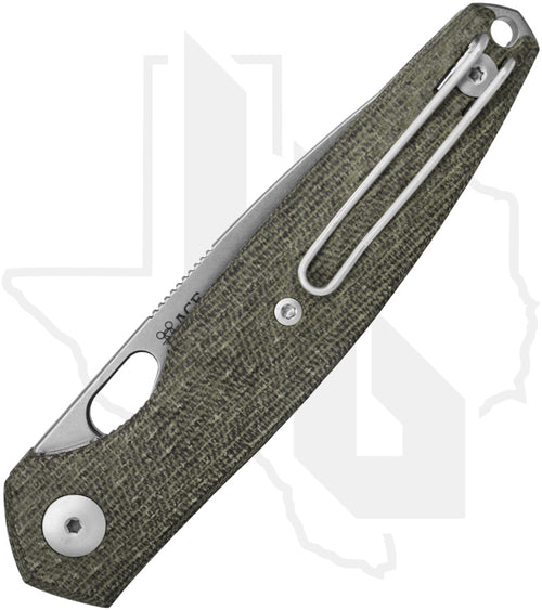 GiantMouse ACE REO REO-GRN-CANVAS-TI-BACKSPACER - Stonewashed, Green Canvas Micarta