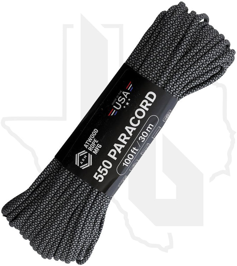 Atwood Rope MFG Diamond Blk/Gry RG1311H - 550 Paracord, 100 Feet