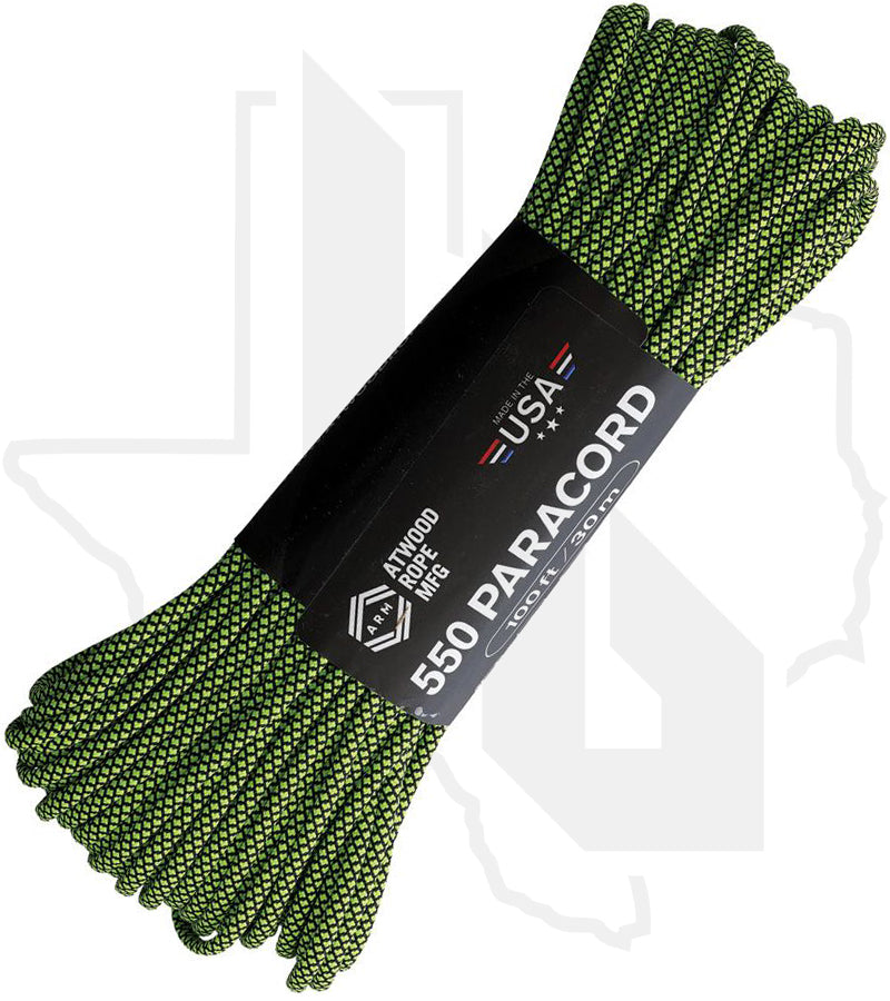 Atwood Rope MFG Diamond Blk/Grn RG1313H - 550 Paracord, 100 Feet