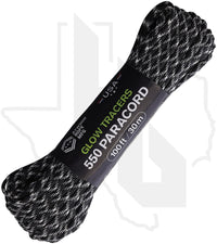 Atwood Rope MFG Black/Glow RG1338H - 550 Paracord, 100 Feet
